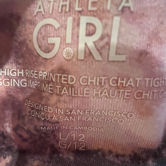 ATHLETA GIRL HIGH RISE PRINTED CHIT CHAT TIGHT - BUNDLE OF 2 - SIZE L (1… - Picture 5 of 5